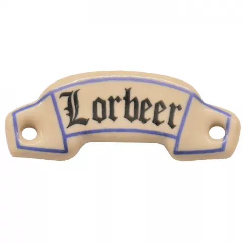 Schild Lorbeer Porzellan 46 x 15mm